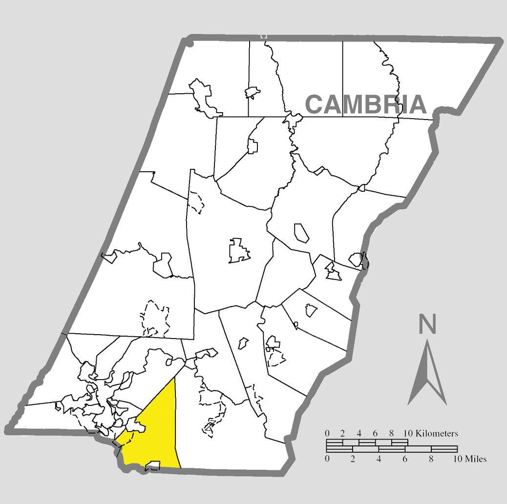 Map of Cambria County with Richland Township highlighted